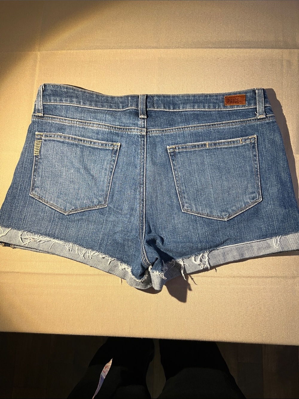 PAIGE Light Blue Rolled Hem Denim Shorts - Picture 2 of 8